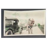 Vintage Colorized Photo Man Holding Woman