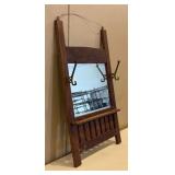 Antique Mission Style Oak Entry Cost Rack Mirror