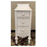 Distressed White 3 Drawer Nightstand