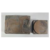 Antique Copper & Wood Horse Printing Blocks