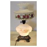 Hand Painted Floral Hurricane Lamp