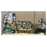 Santa, Reindeer & Sled Masonite Christmas Decor