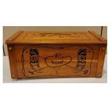 Western Theme Rolling Wood Toy Chest