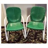 Art Deco Green & White Lawn Chairs
