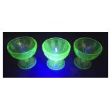 Uranium Sherbet Bowls & Depression Glass Plates
