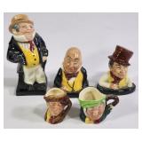 Royal Doulton Figurines & Toby Mugs (5)