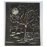 Carved Tree Reverse Vinyl Block Print