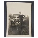 Vintage Michigan City, IN. B/W Photo Man w/ Car