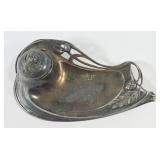 German Antique Art Nouveau Silver-Plated Inkwell