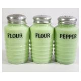 Jeannette Jadeite Beehive Ribbed Shakers