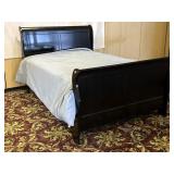 Full Size Black Laquer Sleigh Bed Caress Mattress