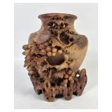 Chinese Carved Soapstone Grapevine Relief Vase