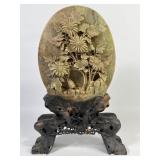 Chinese Floral Soapstone Carving - Signed