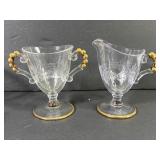 Imperial Candlewick Etched Gilt Bowl, Trinket Box+