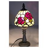 Tiffany-Style Stained Glass Rose Table Lamp
