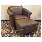 Dark Brown Leather Toro Chair & Ottoman