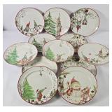 Pottery Barn Forest Gnome Christmas Plates