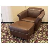 Dark Brown Leather Toro Chair & Ottoman