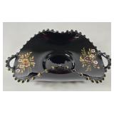Imperial Candlewick Black Amethyst Tray w/ Cosmos