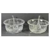 Imperial Candlewick Etched Divided Relish Bowls