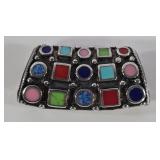 Sterling & Gemstone Geometric Slider Pendant