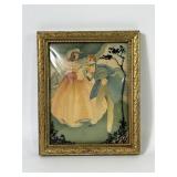 Reverse Paint Convex Glass Courting Scene Print