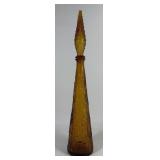 Empoli Italy Wax Drip Amber Glass Decanter