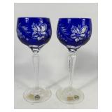 Pasco Cobalt Cut Crystal Wine Glasses - Germany