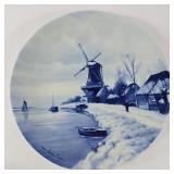 Royal Delft Antique Windmill Hand-Painted Plate