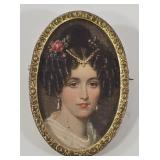 Antique Woman's Portrait Oval Brooch