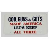 'God, Guns, & Guts' Metal License Plate