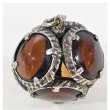 Sterling & Baltic Amber Spherical Pendant