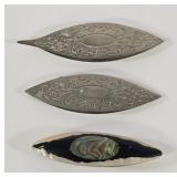Victorian Gersilver & Abalone Tatting Shuttles