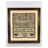 1884 Needlepoint Schoolgirl Sampler By Leslie