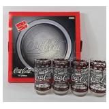 Coca-Cola Platter & Stained Glass Tumblers (5)
