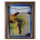 Stained Glass Native American Chief Window Art