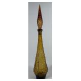 Empoli Italy Grape Vine Amber Glass Decanter