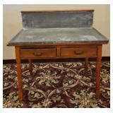 Antique Corrugated Metal Top Baker's Table