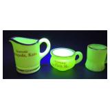 Vintage Custard Glass KS & MO Souvenir Pitcher+