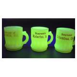 Custard Glass IL, LA, & OH Souvenir Mugs
