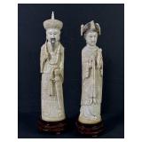 Antique Chinese Carved Bone Emperor & Empress
