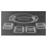 Imperial Candlewick Etched Celery & Trinket Dishes