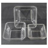Imperial Candlewick Glass Square Nesting Bowls (3)