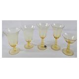 Imperial Candlewick Yellow Wine & Water Glasses