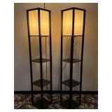 Asian Influence Black Shelf Linen Shade Lamps