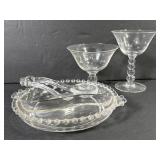 Imperial Candlewick Etched Relish Dish +