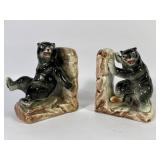 Hand Painted Porcelain Bear Bookends - Japan
