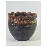 Majolica Style Brown Glaze Pottery Planter
