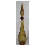 Empoli Italy Fruit Basket Amber Glass Decanter