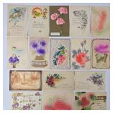 1900' Best Wishes Floral Postcards (16)